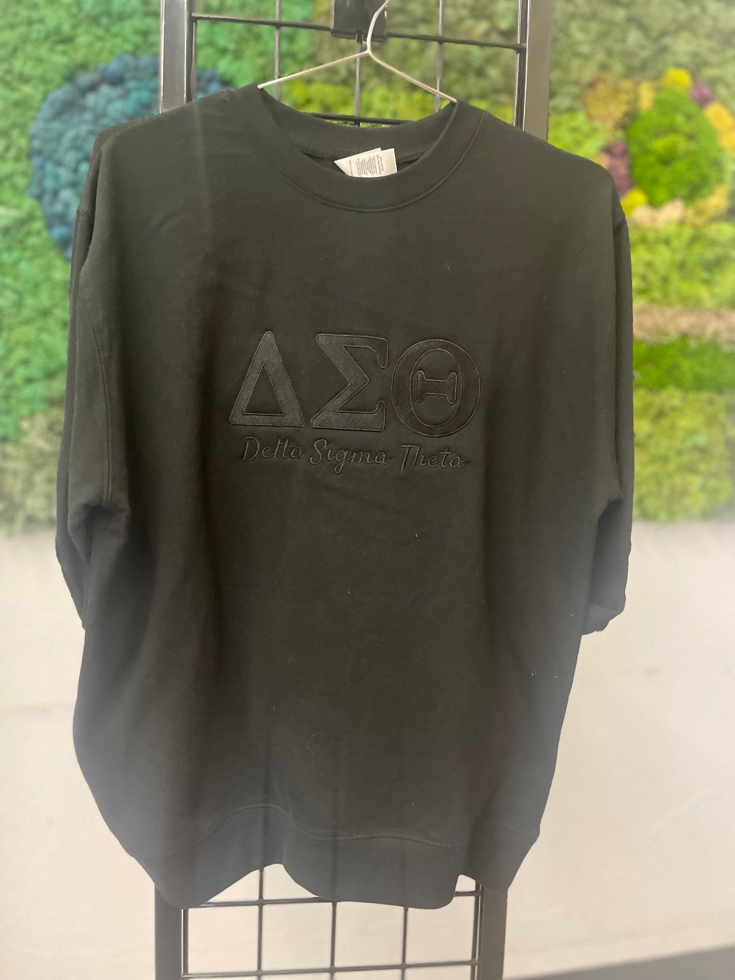 Delta Sigma Theta ΔΣΘ Black on Black Embroidered Sweater