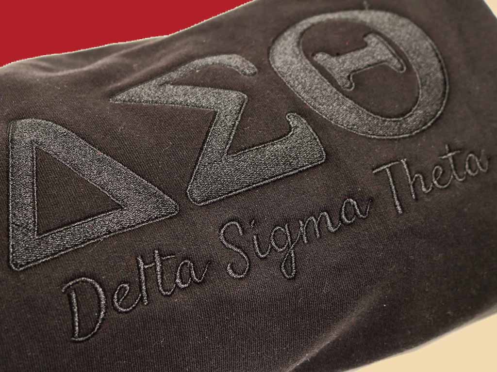 Delta Sigma Theta ΔΣΘ Black on Black Embroidered Sweater