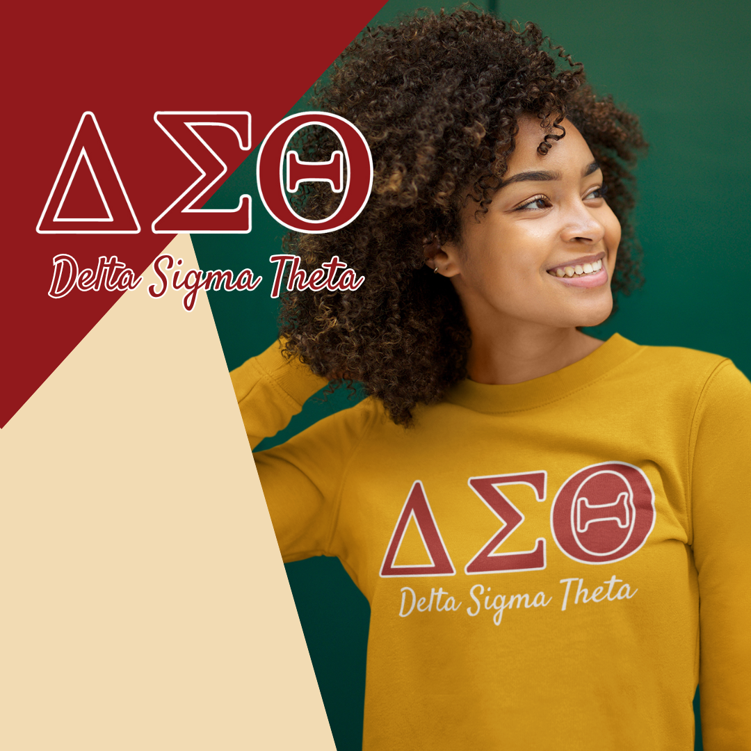 Delta Sigma Theta ΔΣΘ Gold & Red Glitter Embroidered Crewneck Sweater