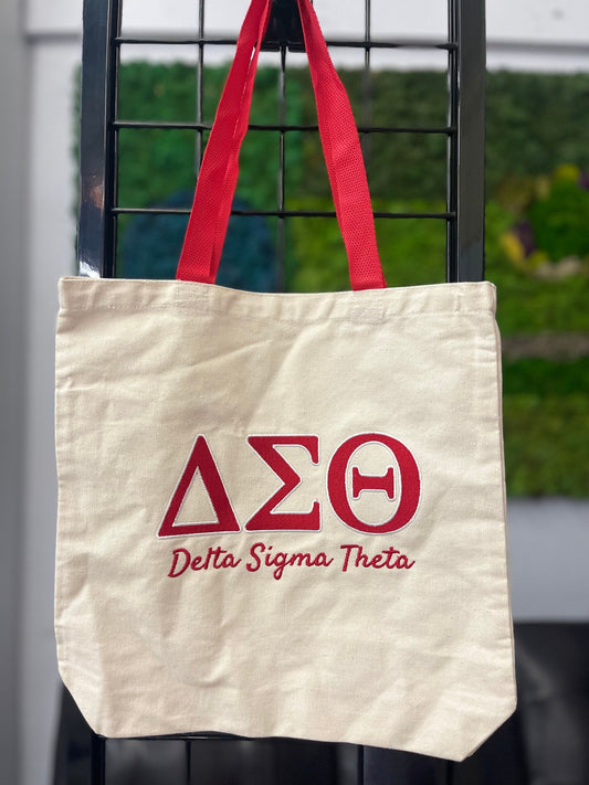 Delta Sigma Theta Embroidered Tote Bag